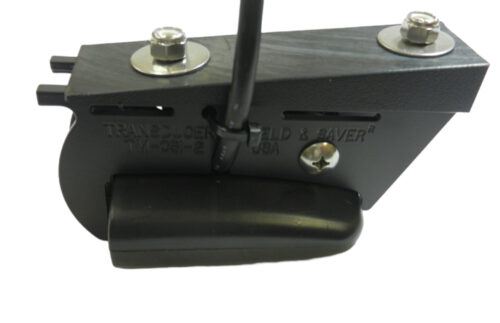 Transducer Shield shown attached to a Wedge for holeshot plate (under the jack plate) or set back (under the boat)