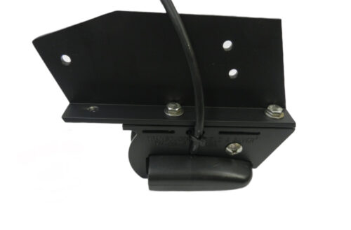 Transducer Shield shown attached to an L Bracket to install on the side of a jack plate (transducer and L Bracket not included)