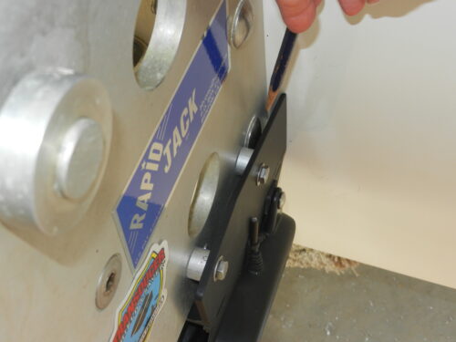 L Bracket shown with spacers to bring away from bolt head on Hydro Dynamics Jack Plate