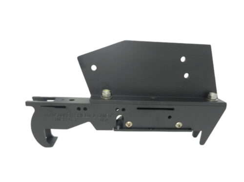 Picture shows Transducer Shield TM-H8.3 attached to an L Bracket to install on the side of a Jack Plate (transducer and L Bracket not included)