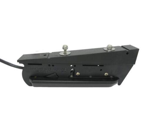 Picture shows Transducer Shield TM-H8.3 attached to a Wedge for Set Back or Hole Shot Plate installation (wedge and transducer not included)