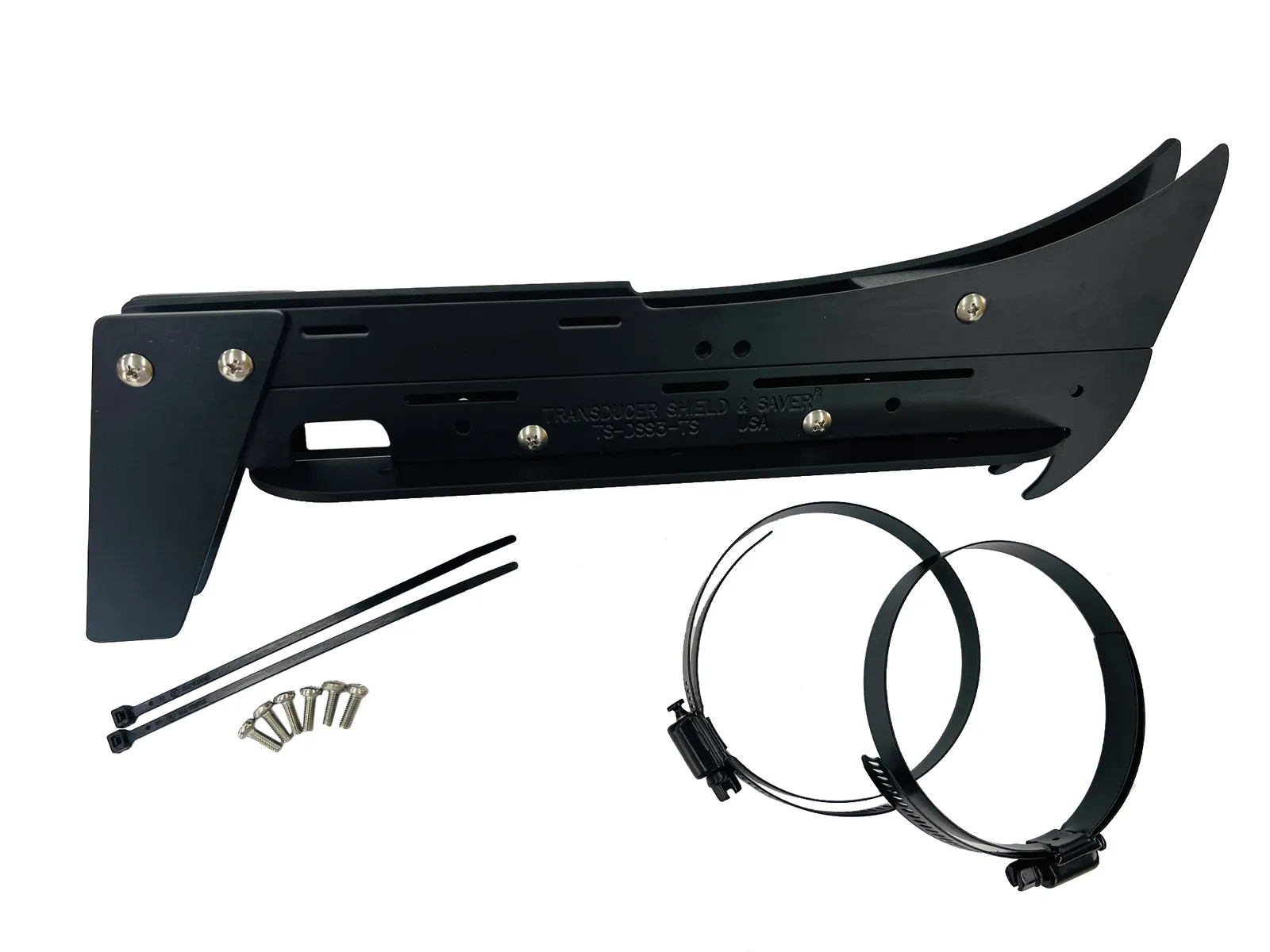 Ram Rail Kit Picture shows Ram Rail Kit with a Transducer Shield attached