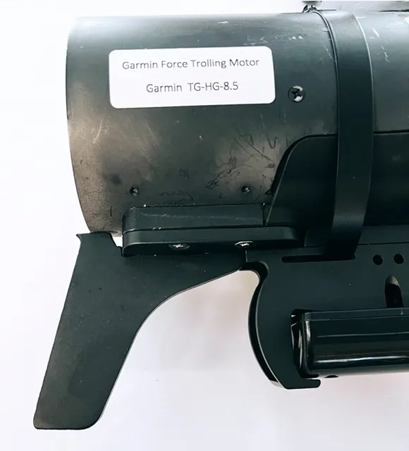 Picture shows an optional Aluminum Replacement Skeg by T S & S Garmin Force Rail Kit